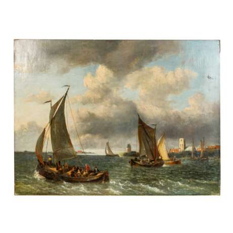 WALDORP, ANTONIE (Dutch 1803-1866) "Küstensegler in Holland". - Foto 2