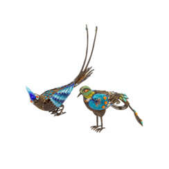 CHINA Paar Cloisonné-Vogelfiguren, 2. Hälfte 20. Jahrhundert