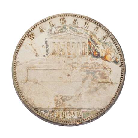 Bayern - 3 1/2 Gulden 1842, Ludwig I., Walhalla, ss+, - фото 2