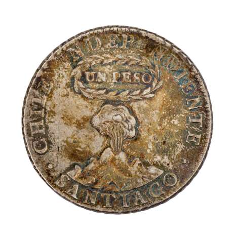 Republik Chile - 1 Pesos 1817/FJ, Santiago, Vulkanpesos, - Foto 2