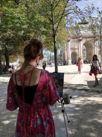 Painting “Parisians at the Arc de Triomphe”, See description, Impressionist, Landscape painting, 2019 - photo 2