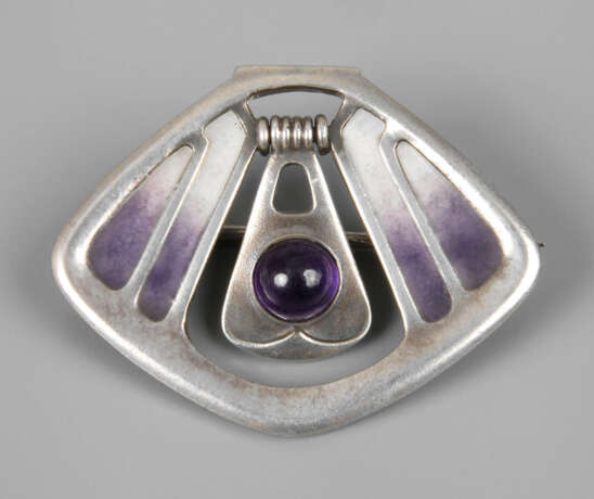 Brosche mit Emaille und Amethyst - Foto 1