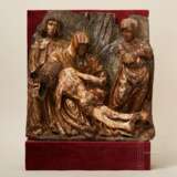 Relieftafel mit Darstellung der Beweinung Christi, flämisch, spätes 15. Jahrhundert - Foto 1