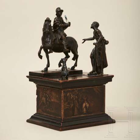 Bronzene Figurengruppe, der Heilige Martin zu Pferd mit Bettler und Hund, Norditalien, 17. Jahrhundert - Foto 1