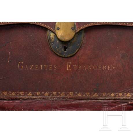 Napoleon I. - seltenes Portefeuille aus rotem Maroquinleder für "Gazettes Étrangères" - Foto 8