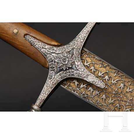 Silbermontierter, geschnittener und goldtauschierter Prunk-Kilic, osmanisch, um 1800 - Foto 7