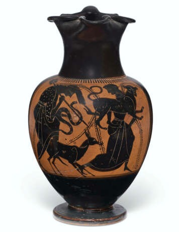 AN ATTIC BLACK-FIGURED TREFOIL OINOCHOE - Foto 1