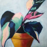 Pink Philodendron Canvas Oil paint Realism Still life Georgia 2020 - photo 1
