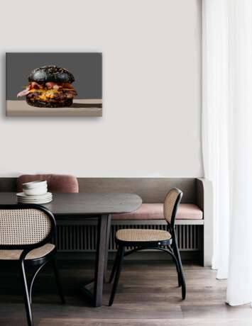 Just Black Burger... Leinwand Acrylfarbe Zeitgenössische Kunst Stillleben 2020 - Foto 2