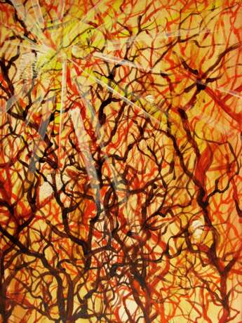 Painting “The red trees”, Board, Oil paint, Neo-impressionism, Landscape painting, 2020 - photo 2