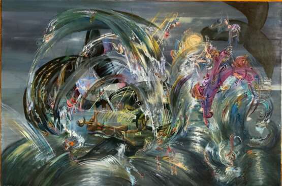 Peinture «Jonas dans le ventre d&#39;une baleine», Peinture à l'huile, Art contemporain, Mythologique, 2012-2014 - photo 1