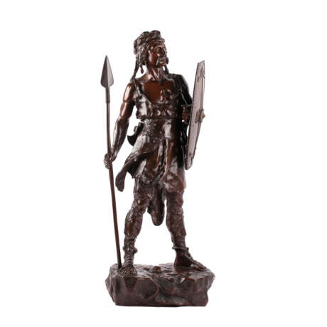 Skulpture „Bronzeskulptur Gallischer Krieger Levi“, Charles Octave Levy (1820 - 1899), Emaille, Gemischte Technik, 398, 1899 - Foto 1
