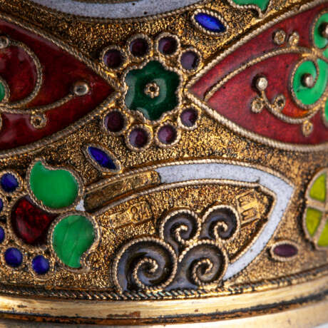 Cutlery set “Russian silver enamel napkin rings / Russian silver enamel pair of napkin rings”, Makers mark ИИ, Enamel, Mixed media, 398, 19th - photo 8