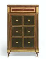 A LOUIS XVI ORMOLU-MOUNTED MAHOGANY AND GILT-TOOLED LEATHER ...