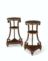 A PAIR OF NORTH EUROPEAN ORMOLU-MOUNTED MAHOGANY AND PORPHYR...