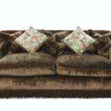 A VELVET UPHOLSTERED TWO-SEAT SOFA - фото 1