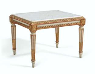A LOUIS XVI WHITE-PAINTED AND PARCEL-GILT TABOURET