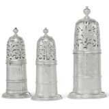 Adam, Charles. A SET OF THREE QUEEN ANNE SILVER CASTERS - фото 1