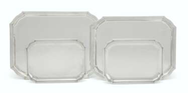 A SET OF FOUR FRENCH SILVER TRAYS