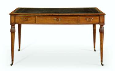 A GEORGE III MAHOGANY PARTNERS LIBRARY TABLE