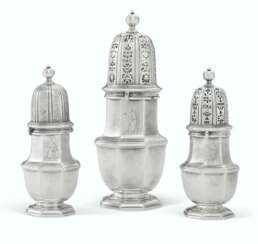 A SET OF THREE GEORGE I SILVER CASTERS