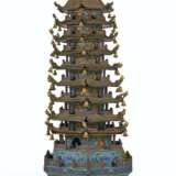 A MASSIVE CHINESE CLOISONNÉ ENAMEL MODEL OF A PAGODA - фото 3