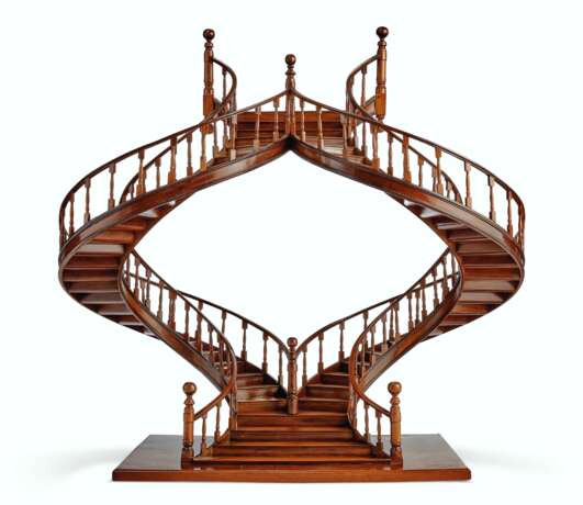 A MAHOGANY AND BOIS SATINE MODEL OF A STAIRCASE - фото 1