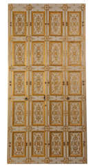 PALAZZO REALE, TURIN: PARCEL-GILT AND CREAM PAINTED FOLDING BOISERIE PANELS OR WINDOW SHUTTERS 