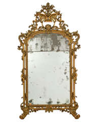 A NORTH ITALIAN GREEN-PAINTED AND PARCEL-GILT MIRROR 