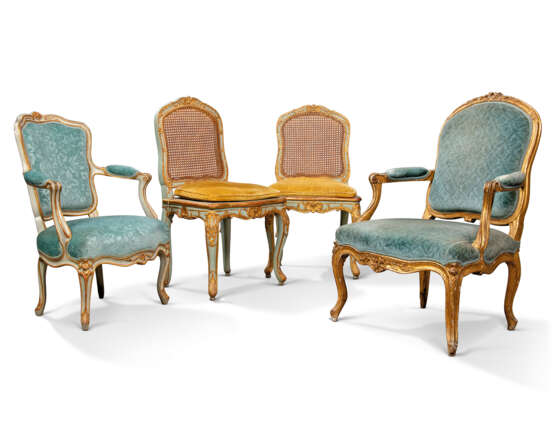TWO LOUIS XV FAUTEUILS AND A PAIR OF SIDE CHAIRS - photo 1