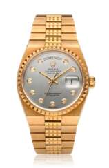 ROLEX, OYSTERQUARTZ DAY-DATE, “PYRAMID”, 18K GOLD, REF. 19028 