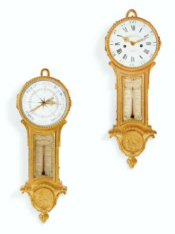 A LOUIS XVI MATCHED ORMOLU CLOCK AND COMPANION BAROMETER - Foto 2