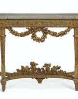 A LOUIS XVI GILTWOOD AND BLUE-PAINTED CONSOLE TABLE