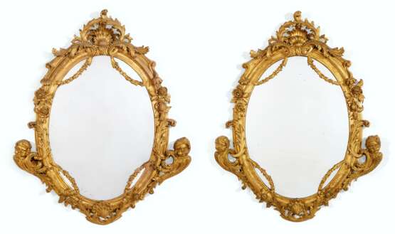 A PAIR OF GEORGE II GILTWOOD MIRRORS - photo 1