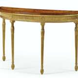 A GEORGE III GILTWOOD, SATINWOOD AND MARQUETRY D-SHAPED SIDE TABLE - photo 2