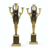 A PAIR OF EMPIRE ORMOLU AND PATINATED BRONZE FIVE-LIGHT CANDELABRA - photo 2