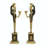 A PAIR OF EMPIRE ORMOLU AND PATINATED BRONZE FIVE-LIGHT CANDELABRA - фото 3