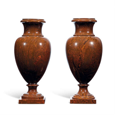 A PAIR OF FRENCH STONEWARE FAUX AGATE VASES - photo 1