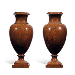 A PAIR OF FRENCH STONEWARE FAUX AGATE VASES