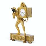A CHARLES X GILT AND PATINATED BRONZE FIGURAL MANTEL CLOCK - photo 4