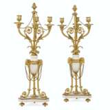A PAIR OF FRENCH ORMOLU-MOUNTED WHITE MARBLE THREE-LIGHT CANDELABRA - фото 2