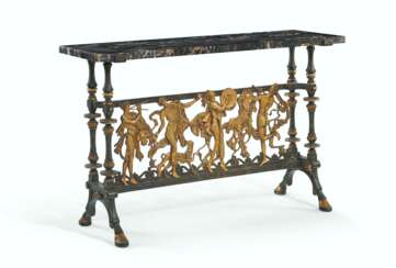 A PARCEL-GILT AND PATINATED BRONZE CONSOLE TABLE
