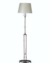 AN AMERICAN POLYCHROME-PATINATED BRONZE FLOOR LAMP