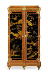 A FRENCH ORMOLU AND JAPANESE LACQUER-MOUNTED KINGWOOD ARMOIRE