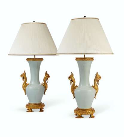 A PAIR OF FRENCH ORMOLU-MOUNTED CELADON VASES, MOUNTED AS LAMPS - photo 2