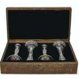 A SET OF FOUR AUSTRIAN SILVER-GILT AND ENAMEL-MOUNTED ROCK CRYSTAL CANDLESTICKS - фото 2