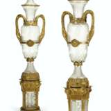 A MASSIVE PAIR OF ORMOLU AND CUT-GLASS VASES ON STANDS - photo 1