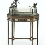 AN AUSTRIAN PATINATED BRONZE AND VERTE DE MER MARBLE AQUARIUM, ON STAND - фото 1