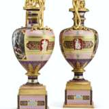 A LARGE PAIR OF VIENNA STYLE PORCELAIN POLYCHROME SNAKE-HANDLED VASES - photo 2