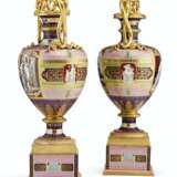 A LARGE PAIR OF VIENNA STYLE PORCELAIN POLYCHROME SNAKE-HANDLED VASES - photo 4